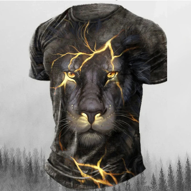 Camiseta Masculina 3D Estampa Leão