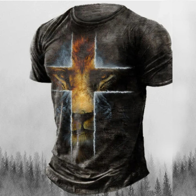 Camiseta Masculina 3D Estampa Leão