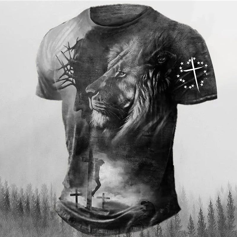 Camiseta Masculina 3D Estampa Leão