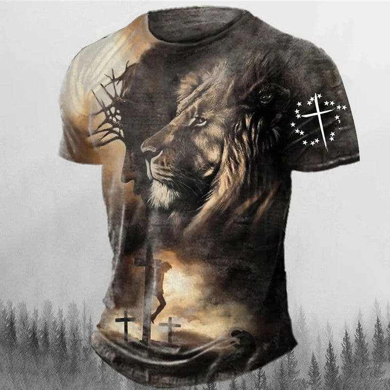 Camiseta Masculina 3D Estampa Leão